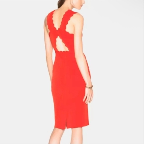 A.L.C. Scalloped Sheath Bodycon Bandage Midi Dress - Picture 1 of 9